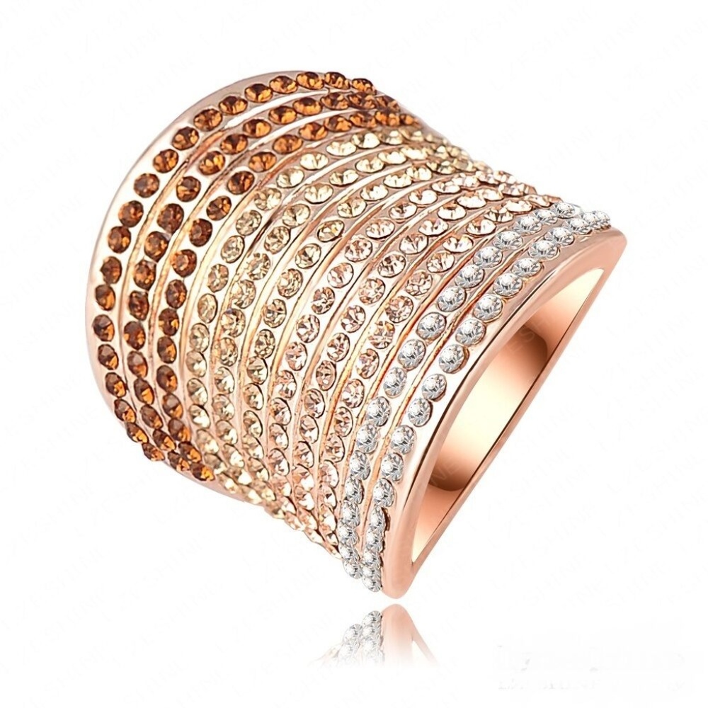 11-Row CZ Crystal Micro Pave Set Ladies Ring